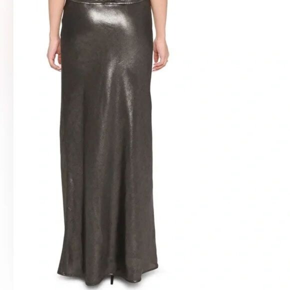 WAYF Selena stunning metallic gunmetal maxi skirt NWOT‎ - Picture 2 of 4